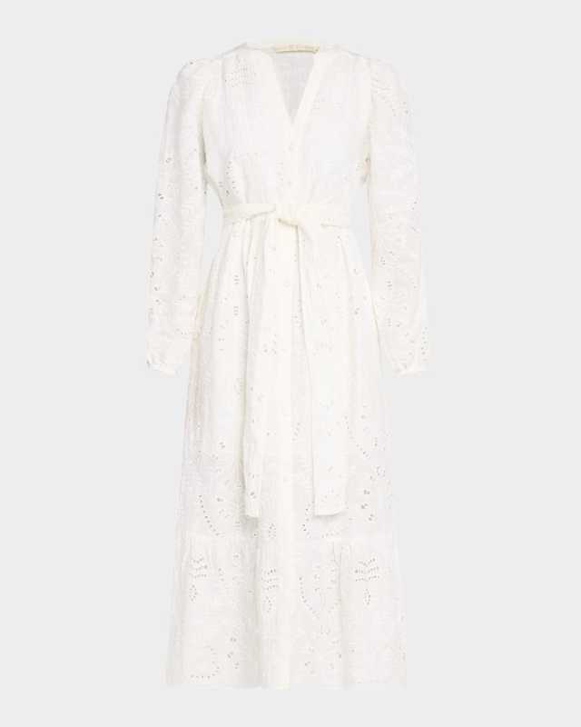 Hannon Eyelet Floral-Embroidered Maxi Dress